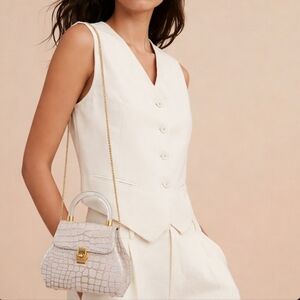 Costablanca Vintage Cream and Gold Crossbody Bag with Crocodile Texture